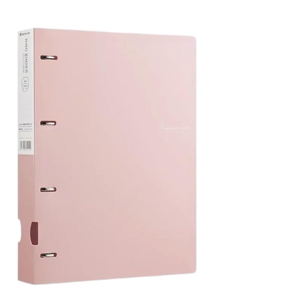 SchooOffice Stationary Paper Archiving A4 Binder D-Type Perforation Folder Office Storage File Ring Test Paper Data Storage Folder 4 Hole Binder Learning Supplies File Folders (Pink)
