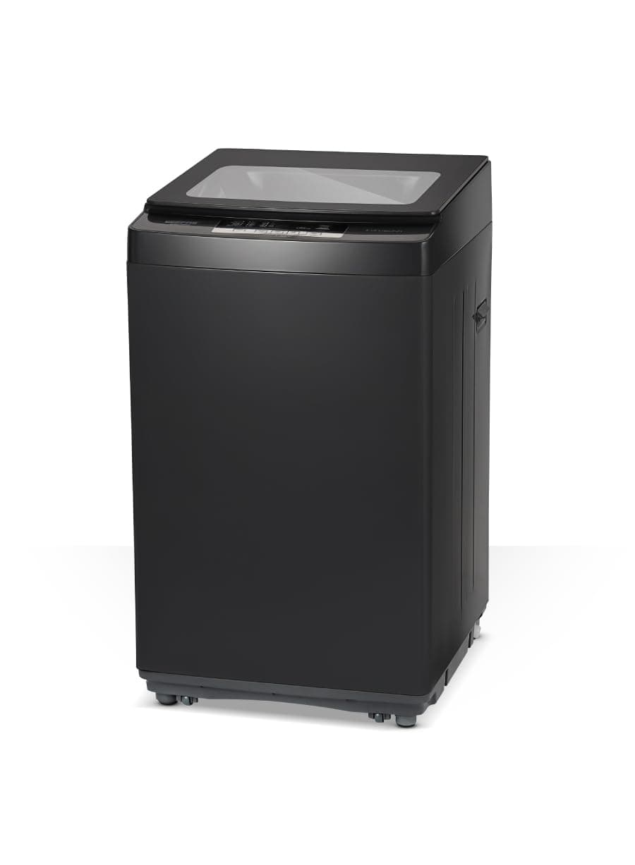 Geepas 9Kg Fully Automatic Top Load Washing Machine – Modern Metallic Design, LED Display, Tempered Glass Lid, Diamond Drum, Dual Inlets, Low Noise, Stylish & Durable Build - GFWM1090SCXNV
