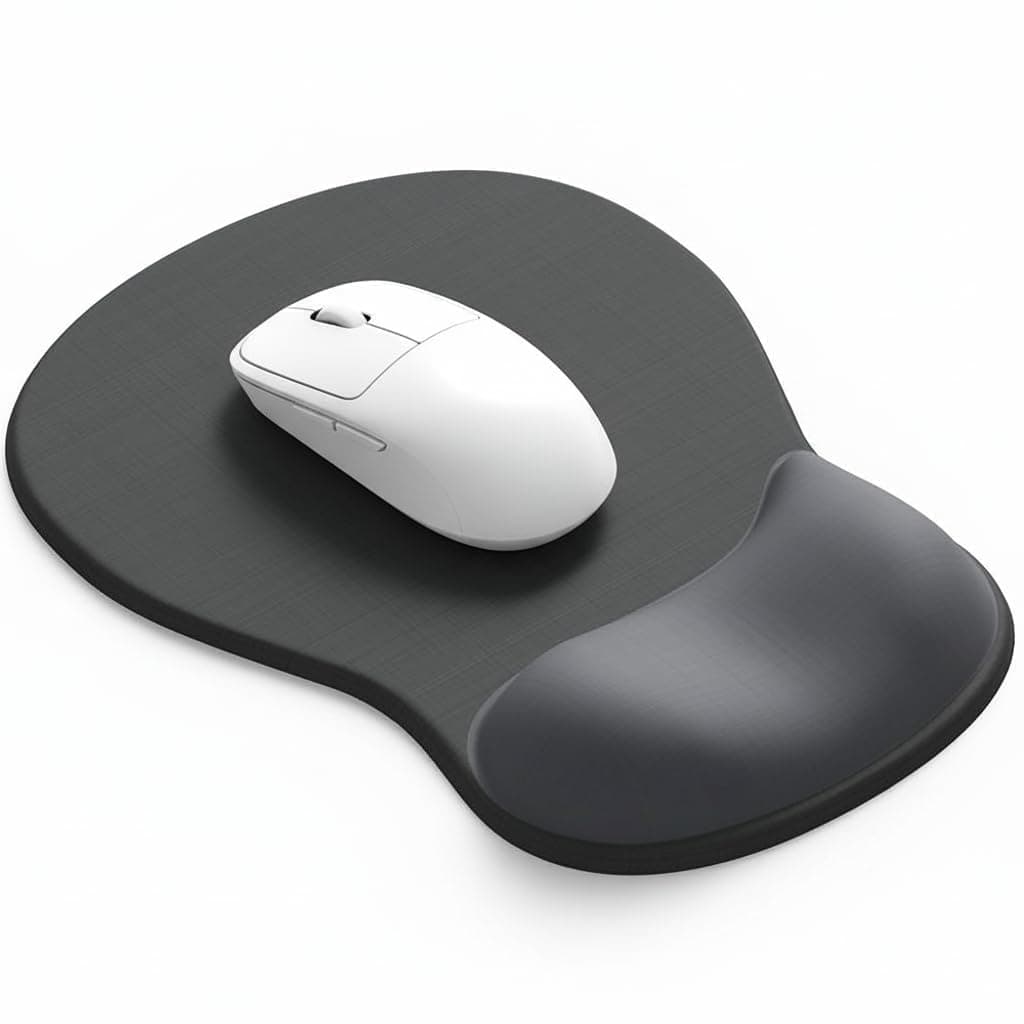 Bolivia's Mouse Pad With Gel Rest, Ergonomic Contoured Wrist Cushion Anti-Slip PU Base, Smooth Lycra Fabric, Durable Layered Construction for Office Home Gaming Daily Use Pain Relief Black