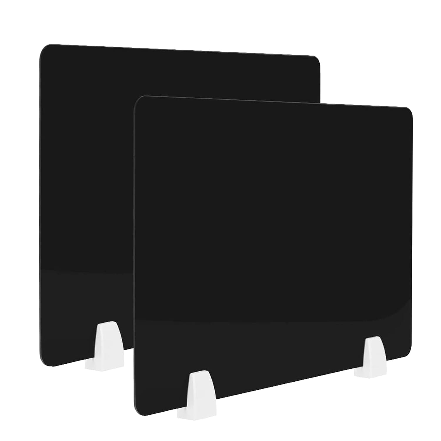 Desk Dividers Office Partitions, Privacy Desk Panel Acrylic Shield with Clamps for Offices Schools Call Centers 60cmX40cm Black 2PCS