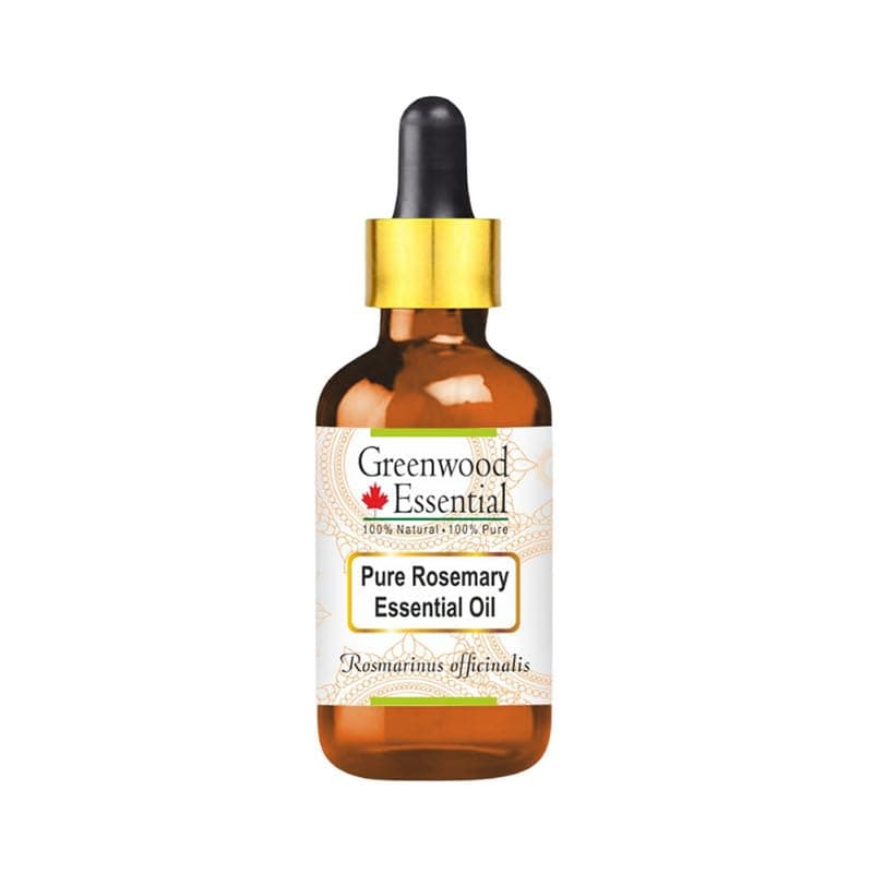 Greenwood Essential Rosemary Essential Oil (Rosmarinus officinalis) - 0.16 Fl Oz (5ml) - 100% Natural Rosemary Oil - for Hair Care, Massage & Aromatherapy - with Dropper