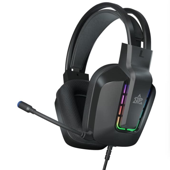 PC Gaming Headset,لعبة سماعات,USB Wired Headphones with 7.1 Surround Sound,RGB Light,50MM Drivers,Memory Foam Earmuff Cushion,with Mic Noise Cancelling For PC,PS4, PS5,Laptop-RB-C8 PRO-Black