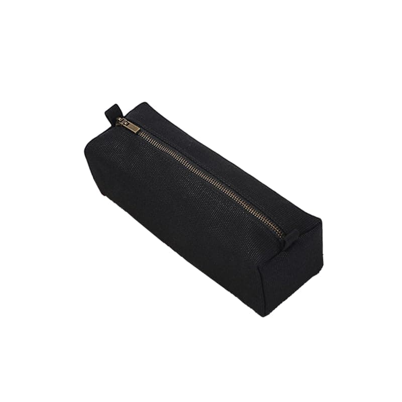 Slim Pencil Case, Pencil Holder Pouch, Cotton Canvas Pencil Holder Bag (Black)