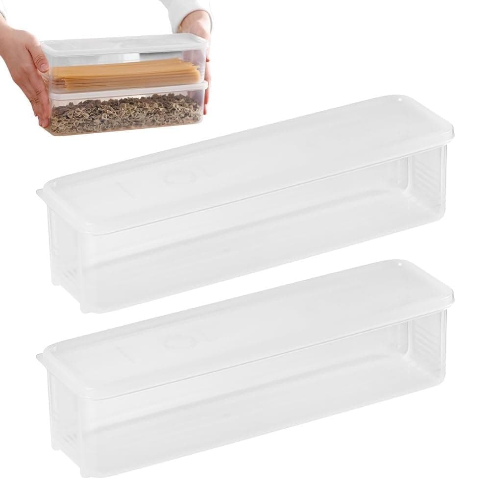 Food Storage Containers, Airtight Stackable Durable BPA-Free Crisper Boxes with Lids, Fresh-Keeping Meal Prep Organizer for Refrigerator and Kitchen, Space-Saving 2pcs Set, White