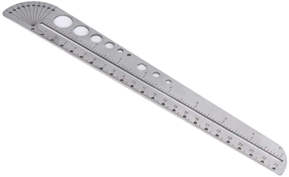 Bukela Metal Ruler Stainless Multi-functional Steel Scale Ruler Protractor Figure Drafting Measuring Tool for Architect Engineers Office School 26.3 cm