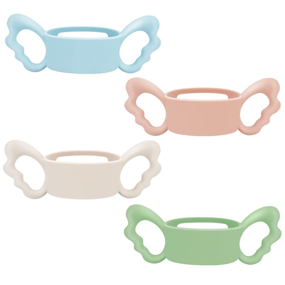 NALACAL Baby Bottle Handles, Silicone Wide-Neck Handle for NUK/Avent/Dr Browns/Hegen and Other 6-7cm Dia Bottles, for Baby Gripping (4 Pack)