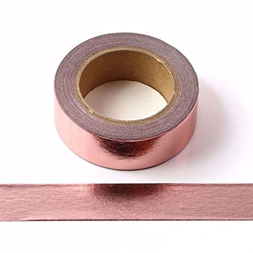 Rose Gold Foil Washi Tape Premium Metallic Self-Adhesive Masking Tape for Wall Decor, Crafts, Scrapbooking, TV Edging, Card Making, Gift Wrapping, Decorative DIY Washi Tape Strips 0.59in x 394 inches