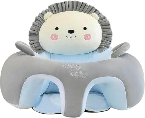 Baby Sit Up Chair, Cute Cartoon Grey Elephant Infant Sit Up Chair Plush Sofa for Bedroom, Living Room, Nursery, Apartment (Lion)