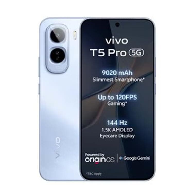 T5 Pro 5G AI Dual SIM Blue 8GB 256GB with Exclusive Gifts:90W Charger, Protective Cover & 24 Months Warranty + 1 Year Screen Replacement - Middle East Version