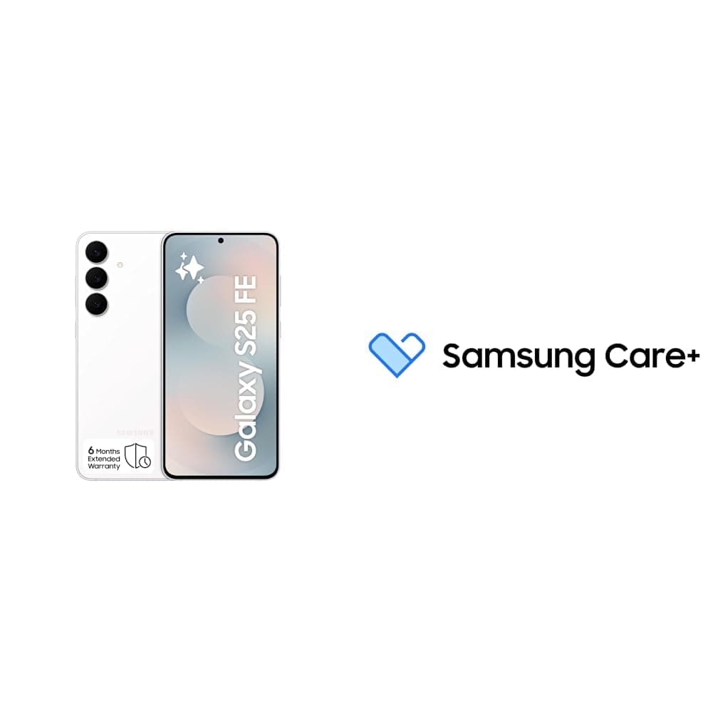 Samsung Galaxy S25 FE AI Phone, White, 8GB RAM, 256GB Storage, 50MP Camera, 6.7’’ Display(KSA Version) with Samsung Care+ 1Y Screen Damage for S FE, S, S+ smartphones [Digital Code]