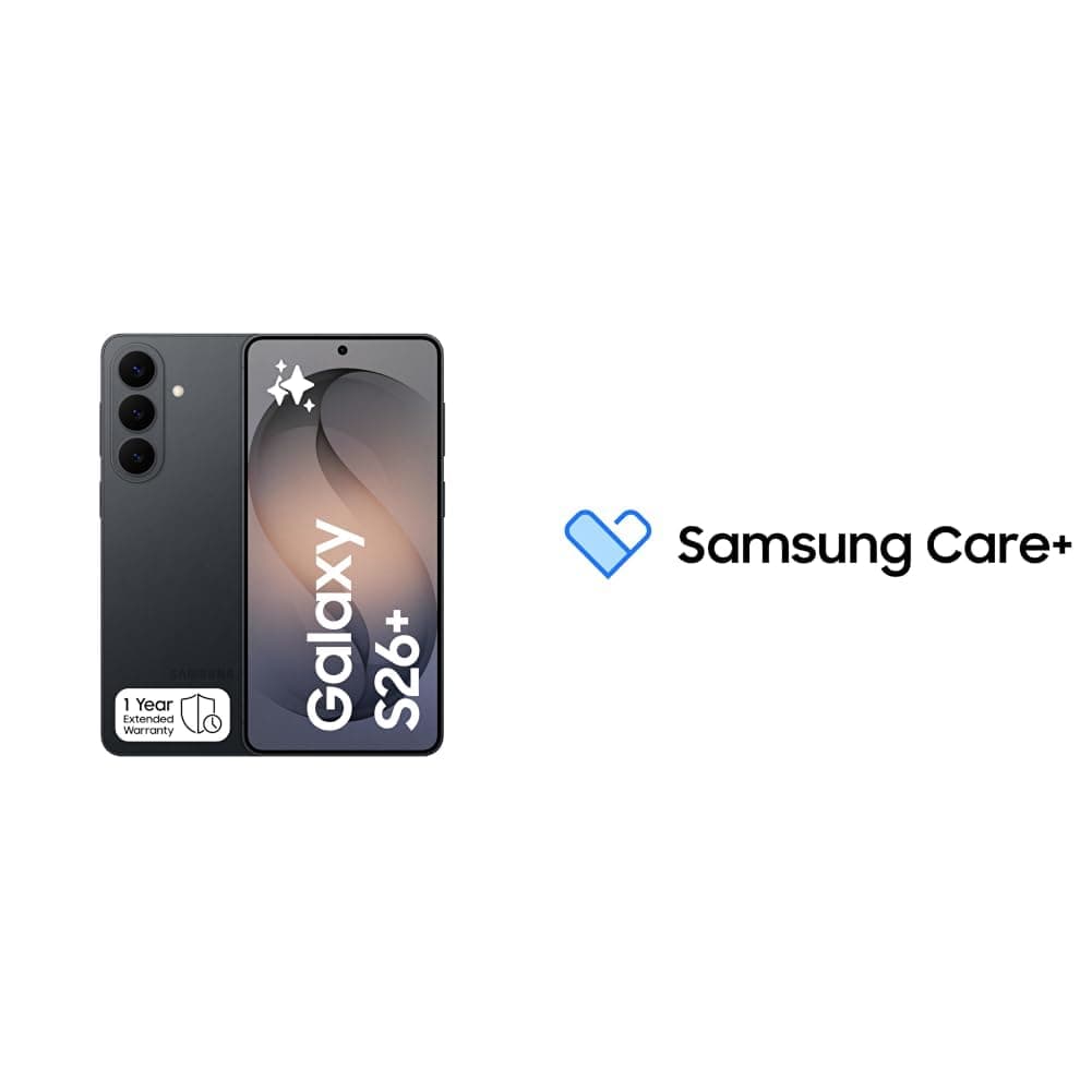 Samsung Galaxy S26+ Black, 512GB Storage, AI Phone, 12GB RAM, Customized AP, Photo Assist, 50MP Camera(KSA Version) with Samsung Care+ 1Y Screen Damage for S FE, S, S+ smartphones [Digital Code]