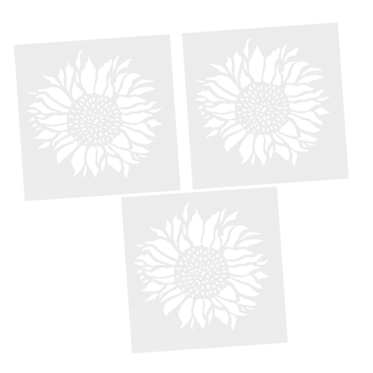 Sunflower Painting Stencil Tile Stencil Toddler Tool Scrapbook Tools 3pcs Scrapbooking Painting Tool Toddlers Craft Stencils Sunflower Drawing Stencil Sunflower Stencil Student