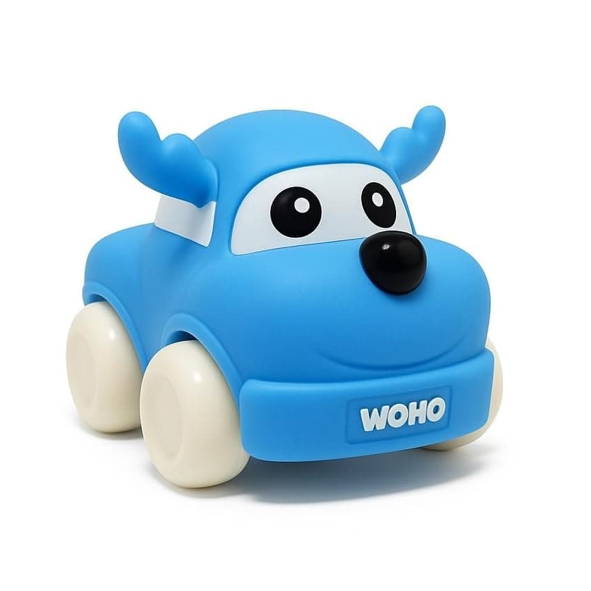 Soft & Safe Reindeer for Toddlers 1-3–Blue, BPA-Free, Chewable PVC Vehicle | Sensory, Motor Skill Development | Food Grade Toy | Baby Car Toys 6-12 Months+, One-Piece Design Infant Toys
