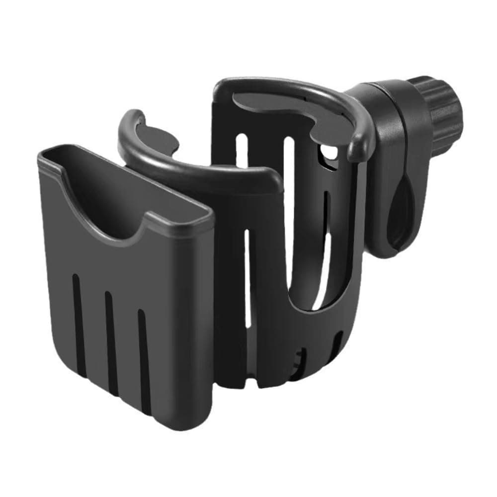 Universal 2-in-1 Baby Stroller Drink Cup Bottle Holder, Bike Phone Mount Stand for Stroller, Bicycle, Walker, Wheelchair, Scooter, Rollater, 360°rotatable - Black