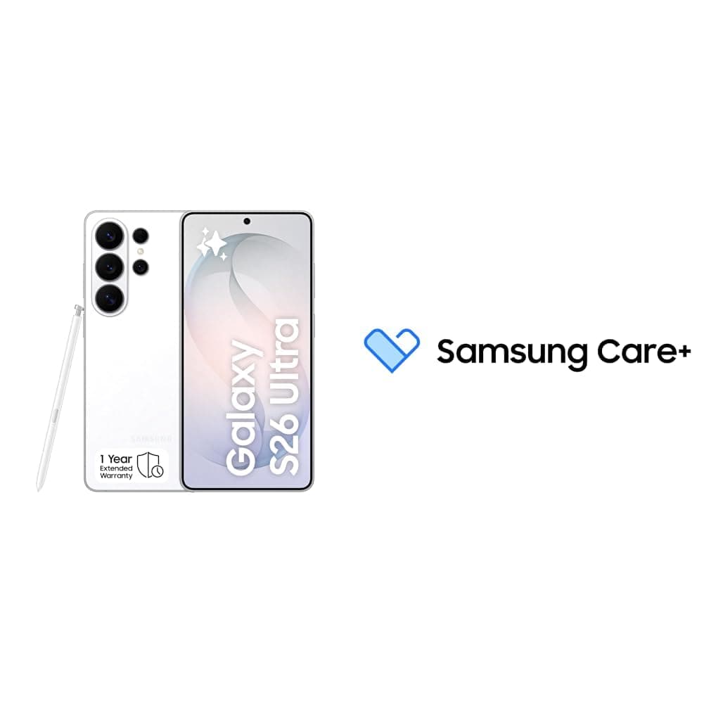 Samsung Galaxy S26 Ultra White, 512GB, AI Phone, 12GB RAM,Built-in Privacy Display(KSA Version) with Samsung Care+ 1Y Screen Damage for S edge, S Ultra smartphones [Digital Code]