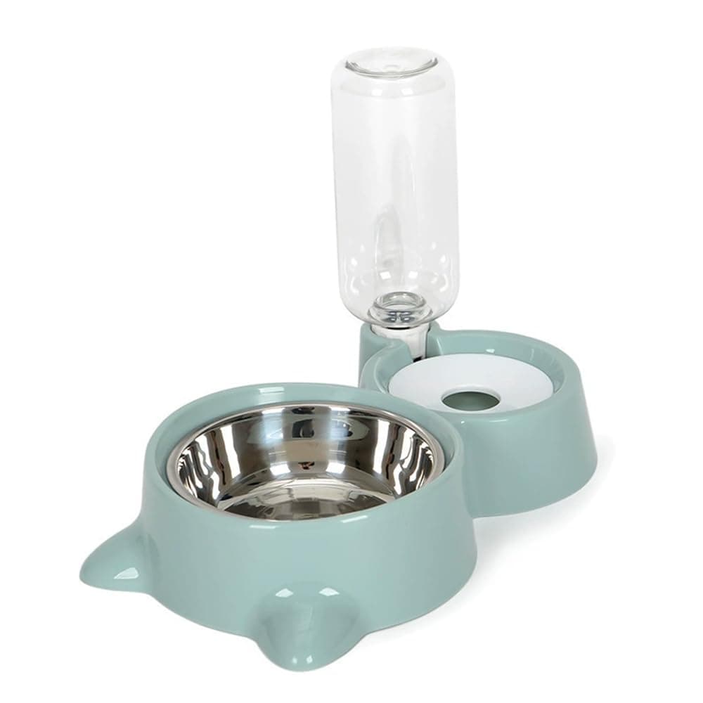 Cat Bowl,Automatic Pet Food and Water Bowl Set with Bottle (Blue)
