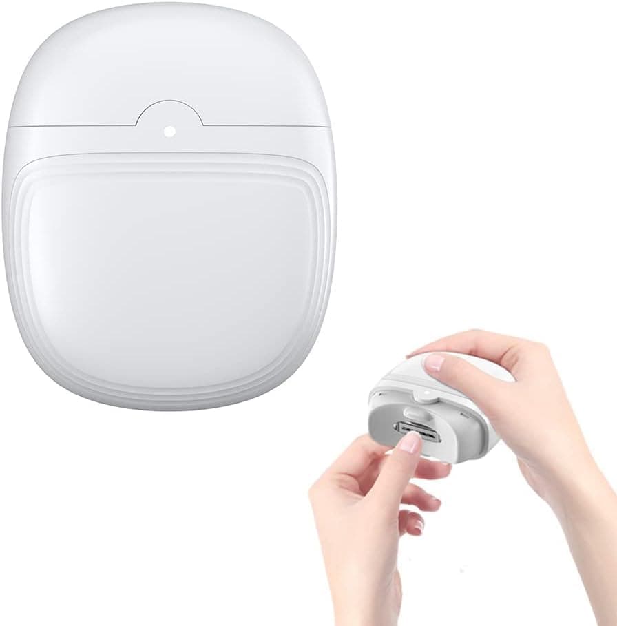 Electric Nail Clippers, Automatic Nail Clipper with Light, 2 in 1 Fingernail Cutter and File with Nail Scraps Storage, USB Rechargeable Safety Fingernail Trimmer for Adults and Baby Nail Care (White)