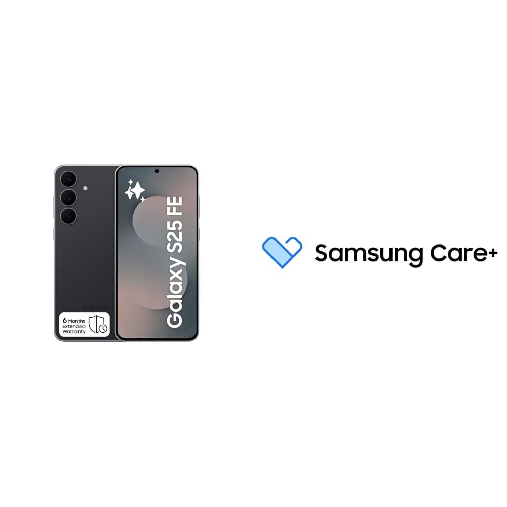 Samsung Galaxy S25 FE AI Phone, Jetblack, 8GB RAM, 256GB Storage, 6.7’’ Display, Slim & Lighter Design(KSA Version) with Samsung Care+ 2Y Accidental Damage for S FE, S, S+ smartphones [Digital Code]