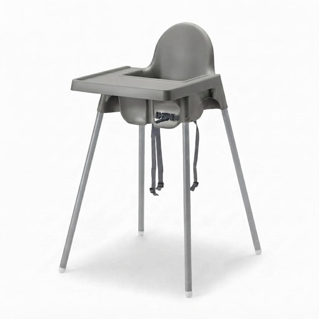 Portable High Chair for Babies and Toddlers with Safety Belt and Eating Tray, (Gray) كرسي طعام اطفال