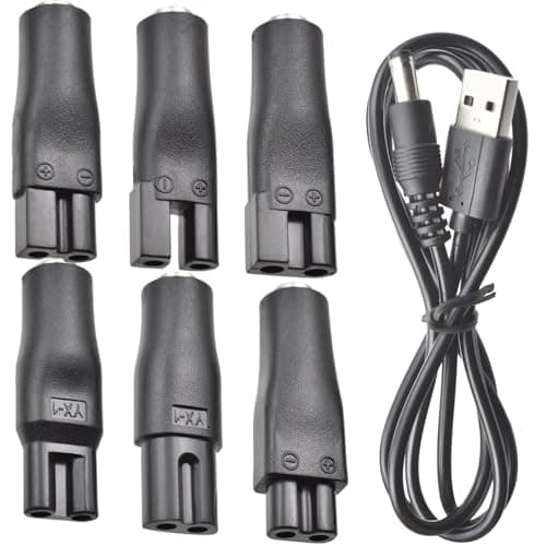 OSHIMA 7 PCS Power Cord 5V Shaver Charger USB adapter Suitable for Hair Clippers, Beard trimmers, Shavers, Beauty Instruments, Desk Lamps, Purifiers