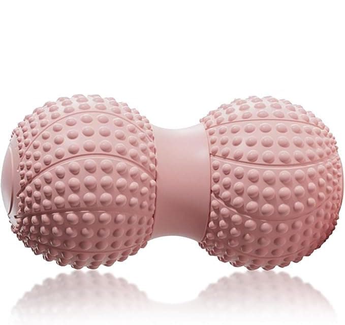 Tazweeq Peanut Massage Ball for Deep Tissue, Trigger Point Therapy, Myofascial Release, Double Lacrosse Foam Roller for Back Neck Foot Muscle Relief, Yoga & Physical Recovery (Pink)