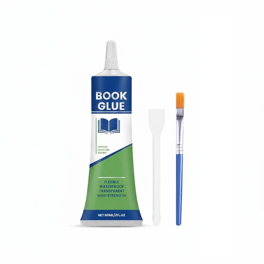 Book Glue 60ml, Azonee Strong Book Adhesive, Clear Book Binding Adhesive, Flexible Paper Glue for Book Repair and Bonding, Envelopes, Postcards, Paper Craft, Greeting Cards, Invitations, Crafts DIY