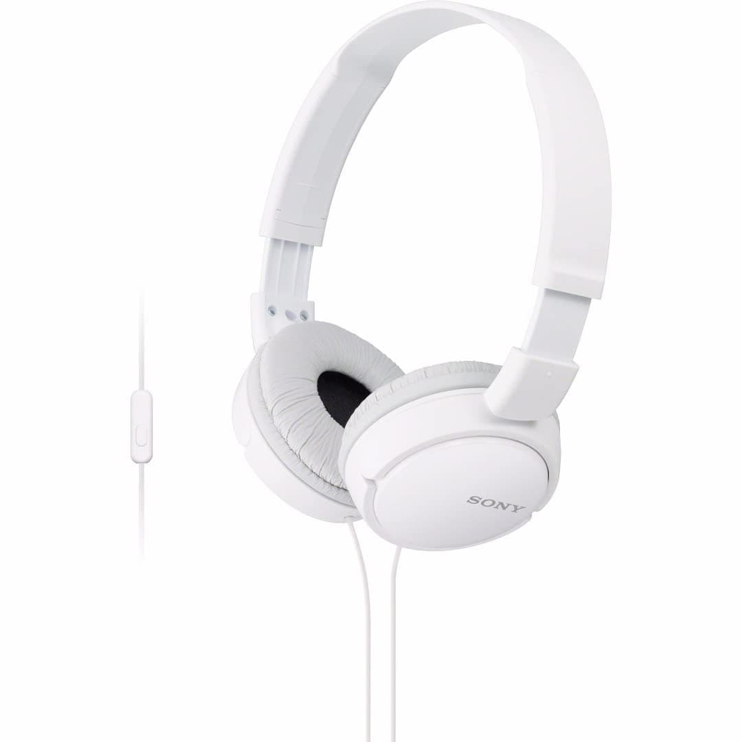 Sony MDR-ZX110AP Extra Bass Smartphone Headset With Mic (White) Headphone -, MDRZX110AP/W, 3.5mm Mini-jack pin, One Size