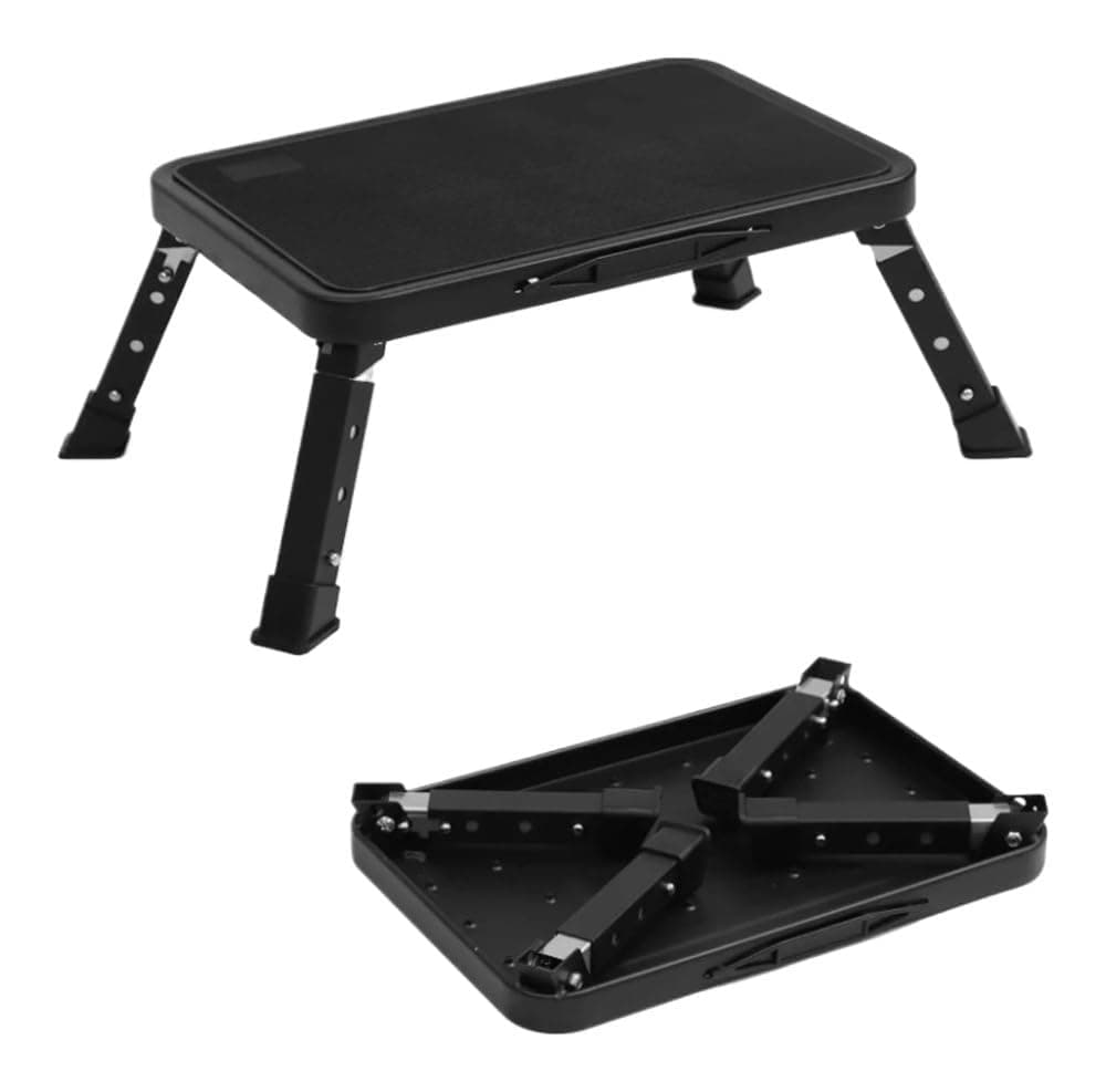 Tazweeq 3-Level Height Adjustable Step Stool, Folding, 150 kg Capacity, for Adults in Kitchen, Bedroom, Office, Rv (Black)