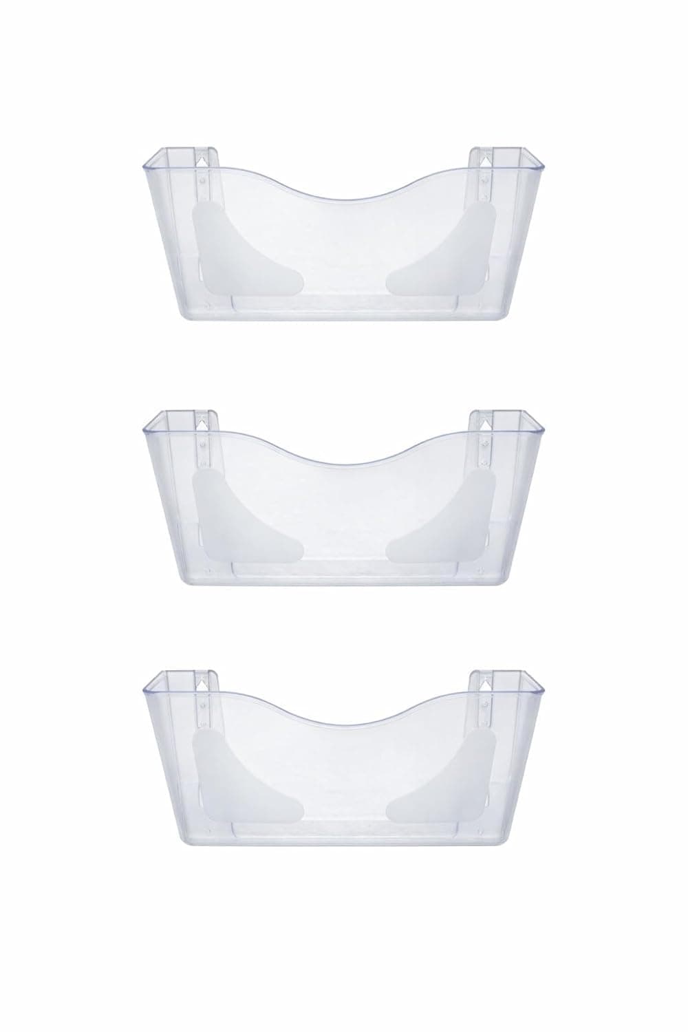 Deflecto A4 Wall Mounted Magazine File Holder - Pack of 3 - Perfect for Folders, Files, Mails & Brochure - Crystal Acrylic Document Organiser - Letter Racks for Home & Office w/ Sleek Landscape Design