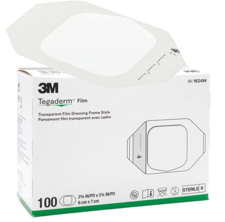 3M Health Care 1624W Tegaderm Film Dressing, Frame Style, 2.75" Length x 2.375" Width, Transparent (Pack of 100)