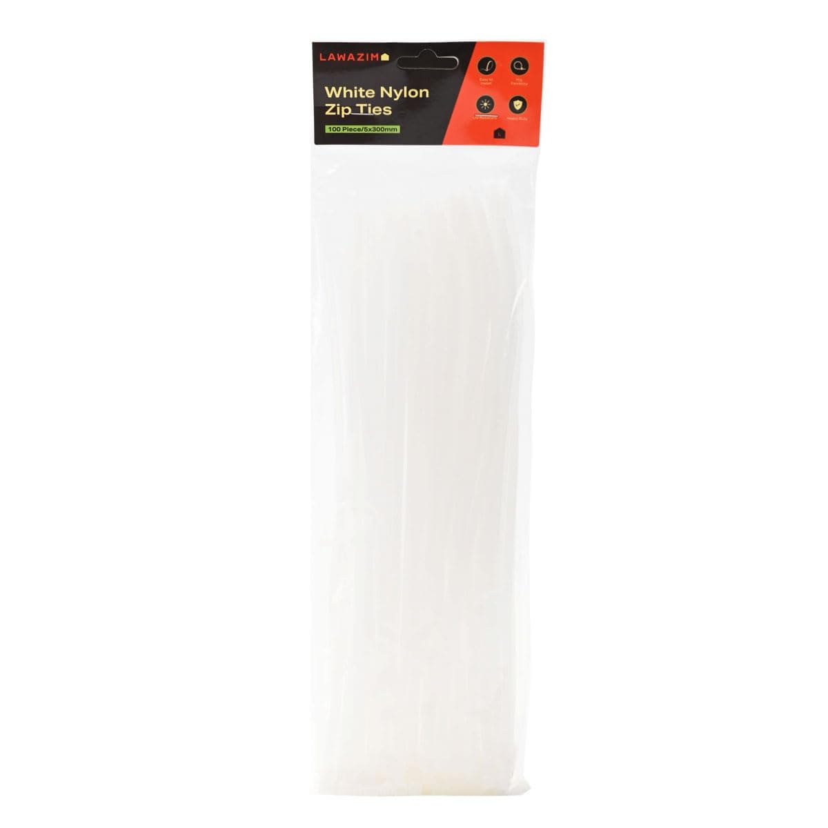 Lawazim 14 Inch White Nylon Zip Ties - 100 Piece 5x350mm Multi-Purpose Self-Locking Cable Zip Ties, UV Resistant Flexible Wire Ties for Home, Office, Workshop, Cord Management, Indoor and Outdoor Use