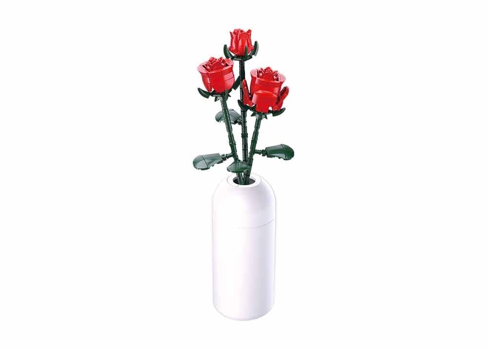 Sluban Flower Vase Building Kit - A Unique Flower Container with 254 PCS and Red Roses