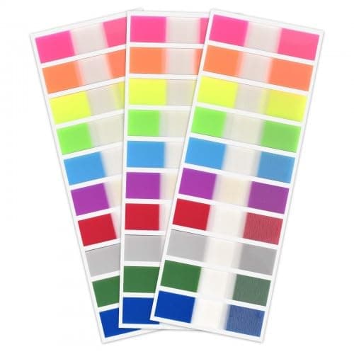 600 Pcs Rectangle Page Markers, Post-It Sticky Notes Tab, Writeable Labels for Page Marking, Flag Book Markers Index Tab for Home School Office Supplies 3 Sets, (10 colors)
