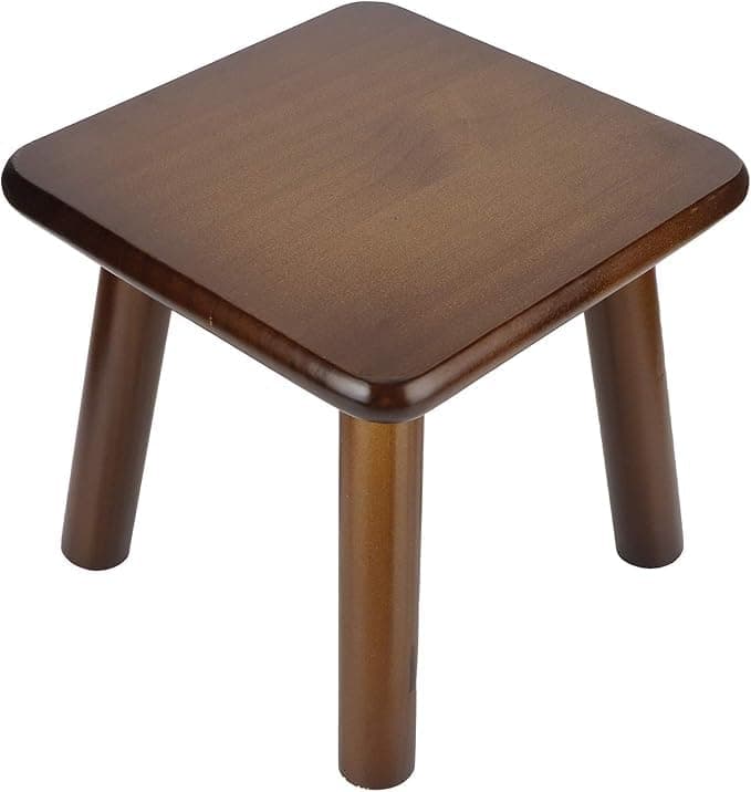 Wooden Step Stool for Kids, Small Child Bench with Strong Legs, Multifunctional Foot Stool for Living Room Bathroom Bedroom, 23x23x22cm