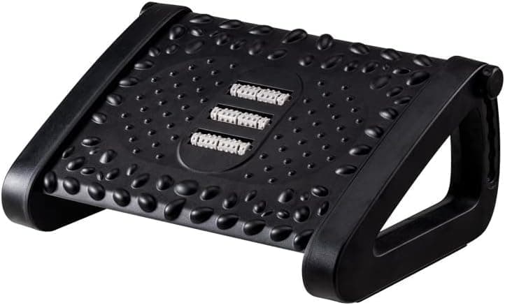 pyebe Foot Rest Under Desk, Ergonomic 6 Heights Adjustable Office Foot Rest for Under Desk, Foot Rest Under Desk with Massage Surface at Work, Under Desk Footrest for Pressure Relief, Black