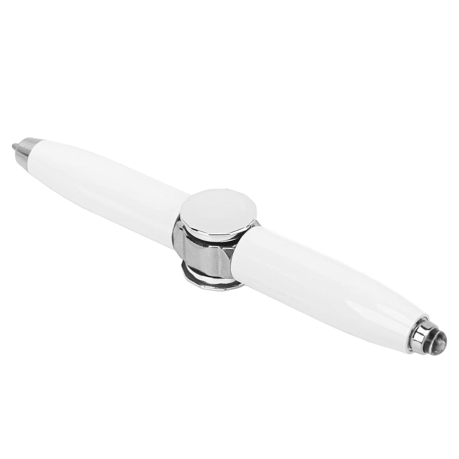 Generic LED Fidget Pen with Stress-Relieving Function for Anxious Adults, Metal Material, 1 Pc Writing Tool for Office Workers and Students (White)