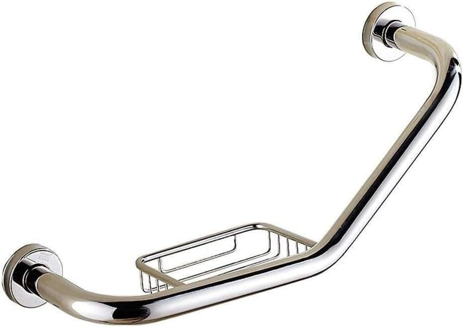 Anti-Slip Assist Bath Grab Bar Handle Bathroom Handrail Stainless Steel Wall Mount,wire Soap Dish 135 Degree Curved Shower Grab Rails, Shower Aids Mounted Portable Silver Decorative Grab Bar