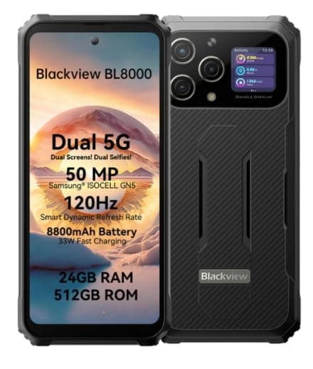 Blackvie BL8000 Rugged 12GB+512GB 50MP 8800mAh 33W Android 13 6.78" 2.4K FHD Display MediaTek Dimensity 7050 5G NFC Smartphone