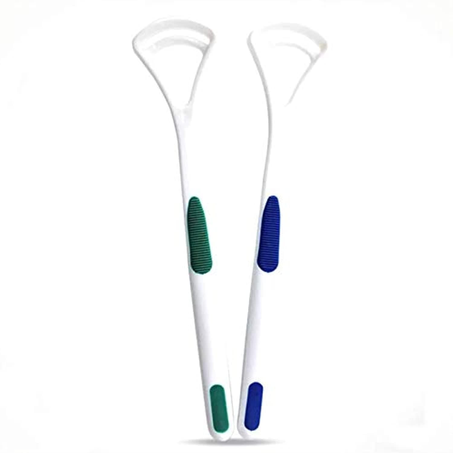 Tongue Cleaner Scraper for Oral Hygiene and Fresh Breath Oral Care Tool for Adults and Kids Metal Tongue Scrapers for Dental Health Maintenance with Ergonomic Handle Silver Set of 2 Pieces