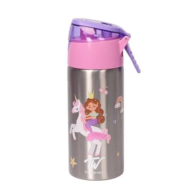 Tiny Wheel Unicorn Kids Spray Stainless Steel Water Bottle, 320ml Double-Wall Vacuum Insulated Bottle Keeps Hot & Cold Up to 6 Hours, Leak-Proof & BPA-Free for School