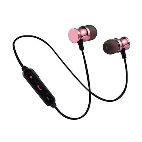 Bluetooth Headphones Metal for OnePlus 7 Smartphone Wireless Remote Handsfree Universal Pink