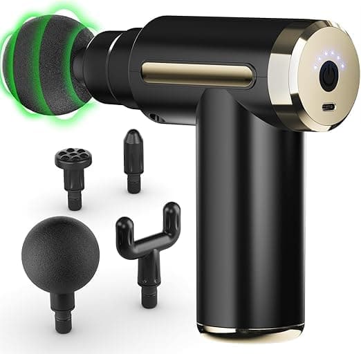 2026 New Mini Massage Gun, Electric Handheld Massage Gun, 30 Speeds, USB-C Fast Charge, Touch-Control Adjustment,6 massage heads with Storage Pouch For Home Office Workout Muscle Massage Relax-Green
