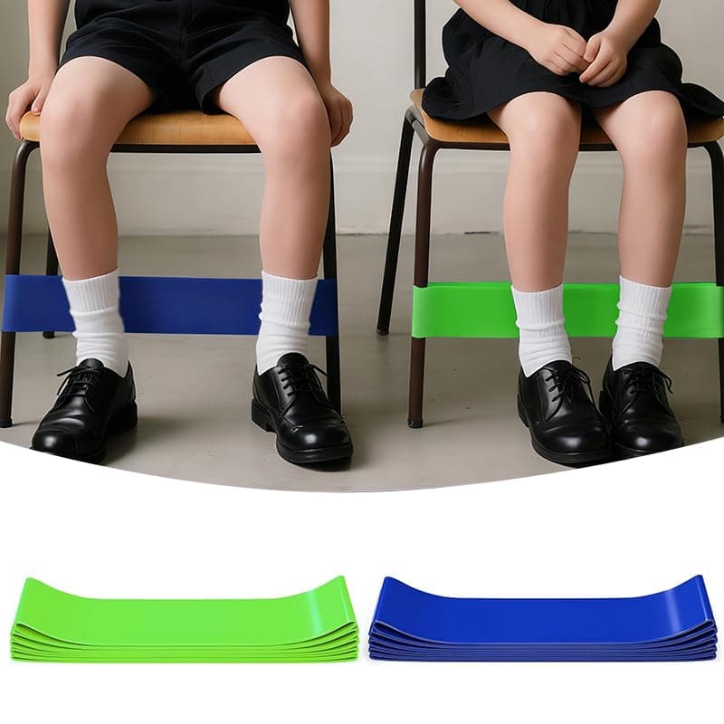 6 Pcs Chair Bands Set for Fidgety Feet, ADHD ADD Tools, Bouncy Bands for Sensory Needs, Improve Focus and Reduce Restlessness, Foot Rest for School Office Home Use (Green, 0.4mm/ Blue, 0.6mm)
