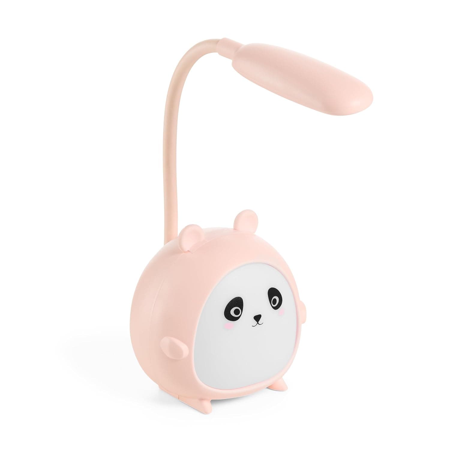 Back2Fun - Rechargeable LED Lamp for Kids with Flexible Neck and Three Lighting Modes, Panda Kids Design, 4 Hours Runtime, Pink