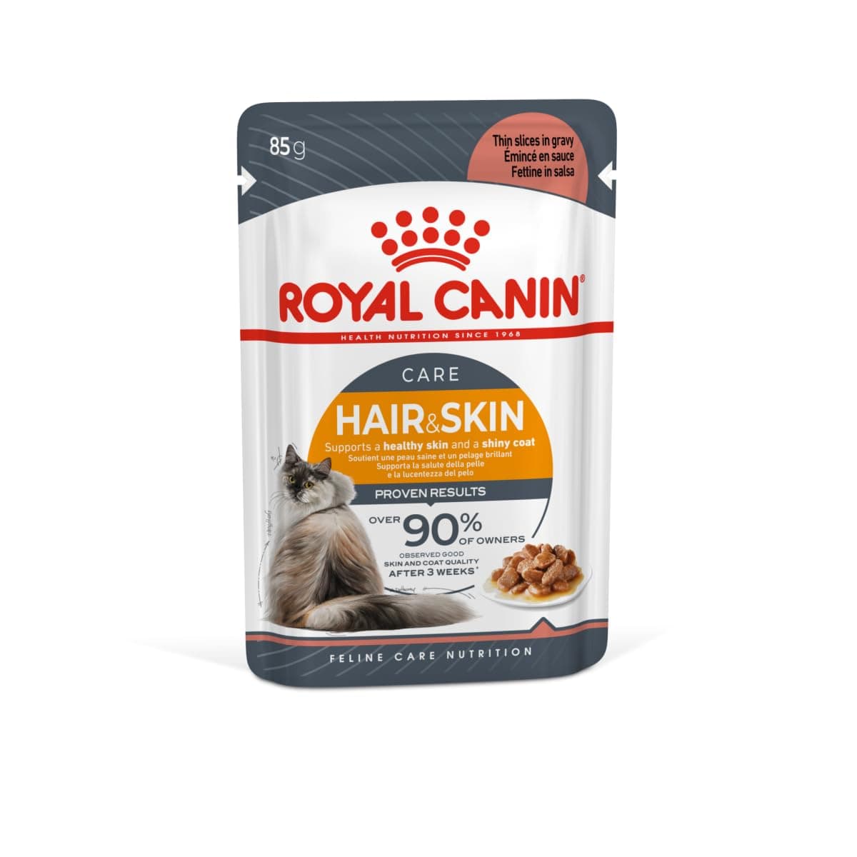 Royal Canin Fcn Intense Beauty Gravy Feline Breed Nutrition Cat Wet Food Pouches Box Of 12X85G | Supports Healthy Skin and Coat, Urinary Health and Ideal Weight Maintenance