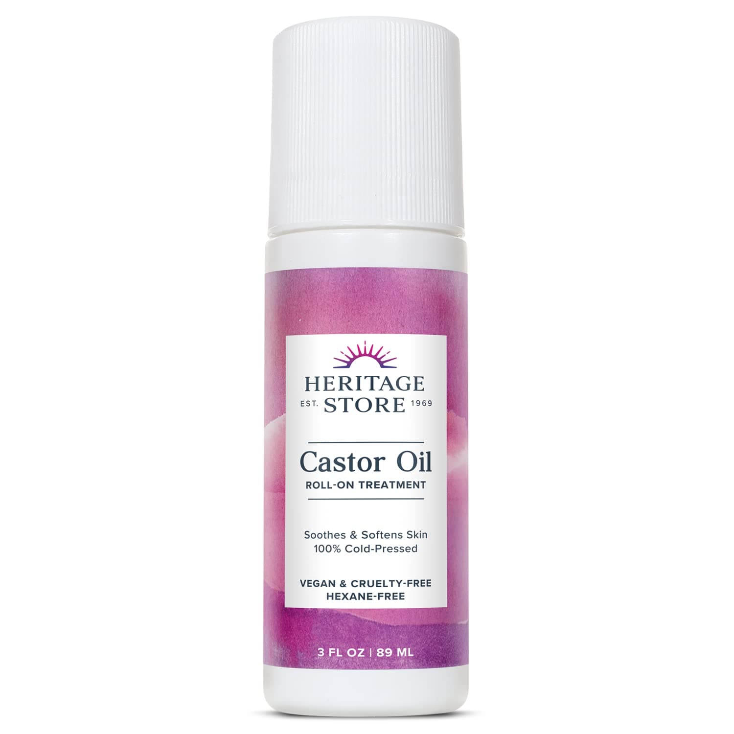 HERITAGE STORE Castor Oil Roll On Nourishing Treatment - Targeted Hydration for Skin Care, Hair Care, Quick and Easy Castor Oil Pack Wrap - Hexane Free, Vegan, Cruelty Free, 60-Day Guarantee, 3oz | Targeted Hair & Skin Care, Easy Roll-On Application, Ideal for Castor Oil Packs, Hexane Free, Vegan