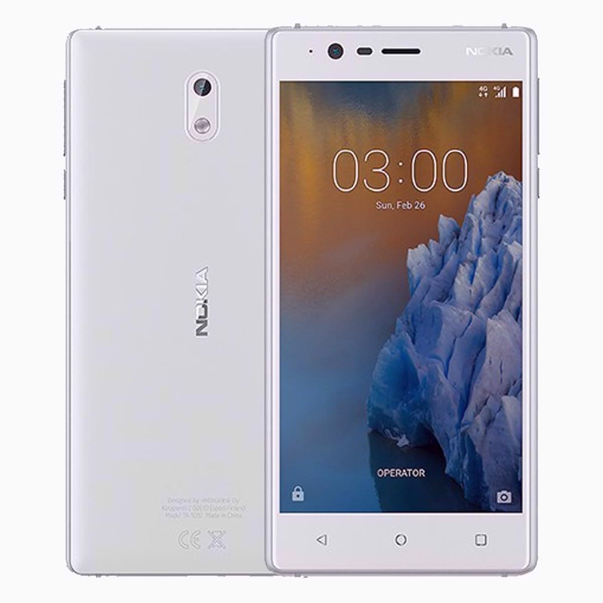 Nokia 3 Single-Sim 16GB ROM + 2GB RAM (GSM Only | No CDMA) Factory Unlocked 4G/LTE Smartphone (Silver White) - International Version
