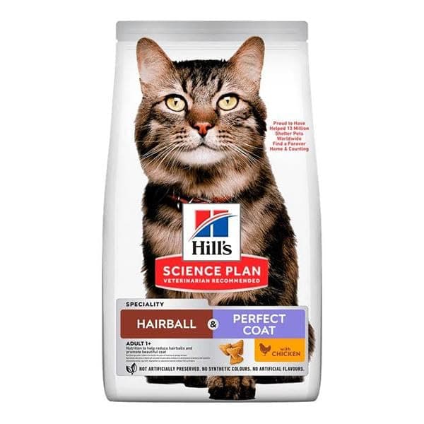Hill's Science Plan Hairball & Perfect Coat Cat Food with Chicken, 1.5kg
