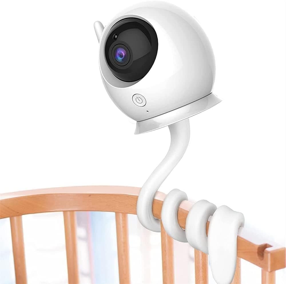 X spring Baby Monitor Mount Shelf, White Flexible Camera Stand with Adjustable Arm, Universal Holder for Nursery Crib, No Tools Required Securely Attached for Clear Viewing Angle