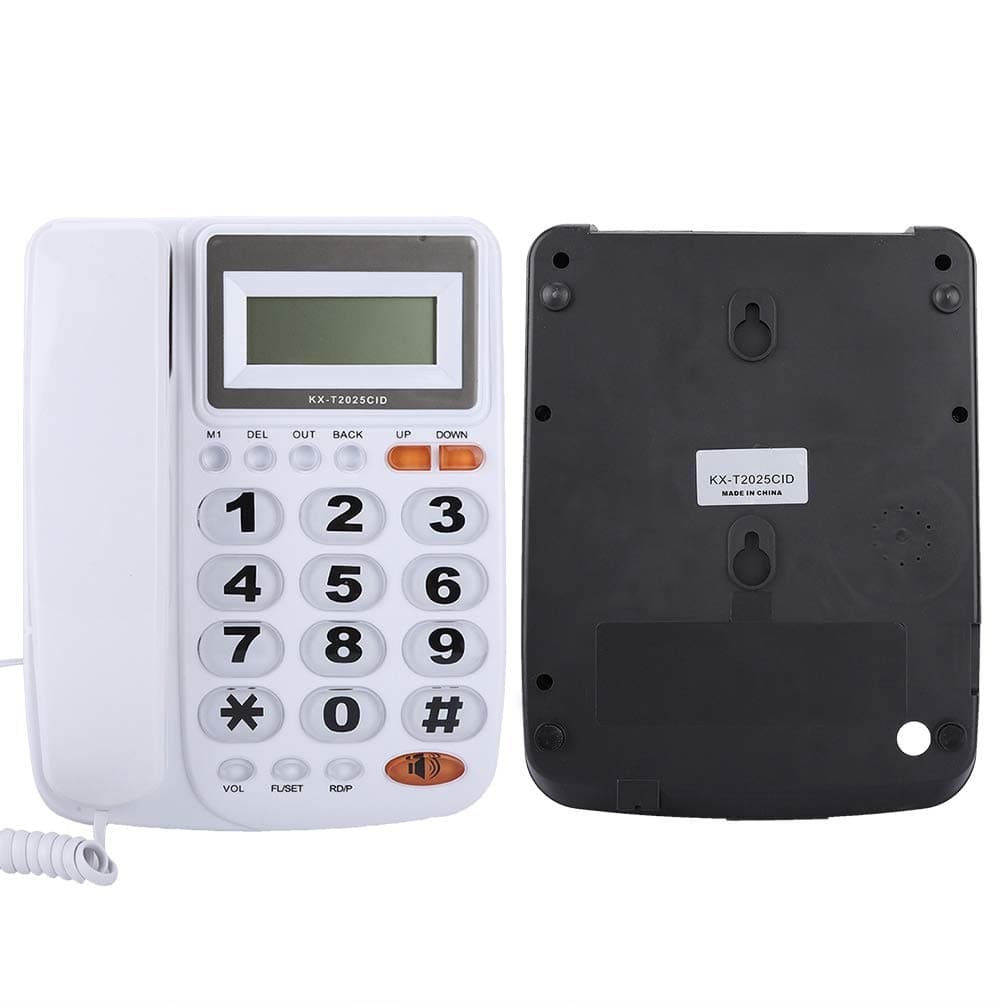 Elprico Landline Desktop Landline Phone, Caller ID Display Wired Phone with Loud Sound for Home (White)